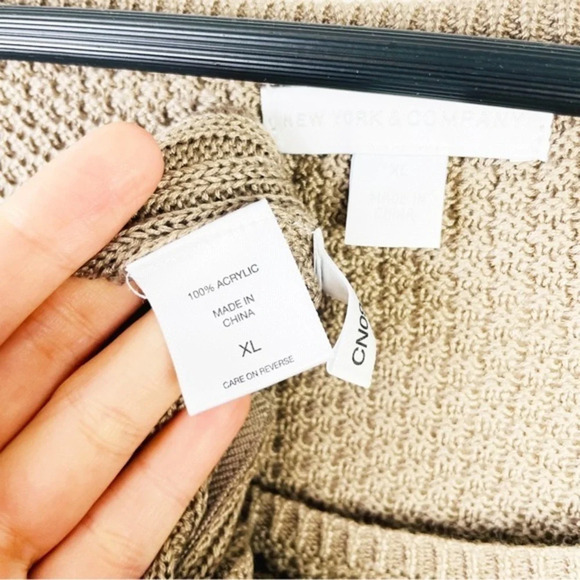 New York & Company Brown Tan‎ Ribbed Sweater Top XL - Picture 4 of 6